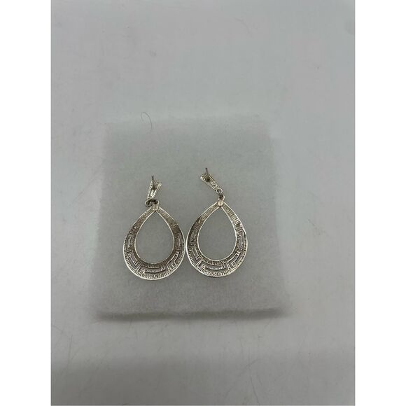 Vintage Greek Pierced Earrings Stamped - Picture 3 of 5